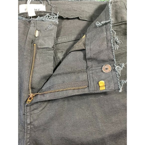 Frame Black Cut Off Waist Mini Boot Slit in Film Noir Jeans Womens Sz 30 - Picture 4 of 12